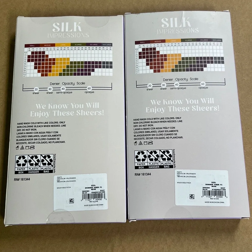 Silk Impressions XXXL Sheer Shimmer‎ 3X Pantyhose Beige 2 Pair 2 Packs 20 Denier - Picture 2 of 4